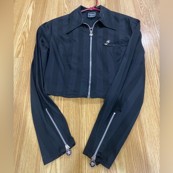 Versace 🖤 Medusa jacket / Top size black small VGUC - Picture 7 of 16